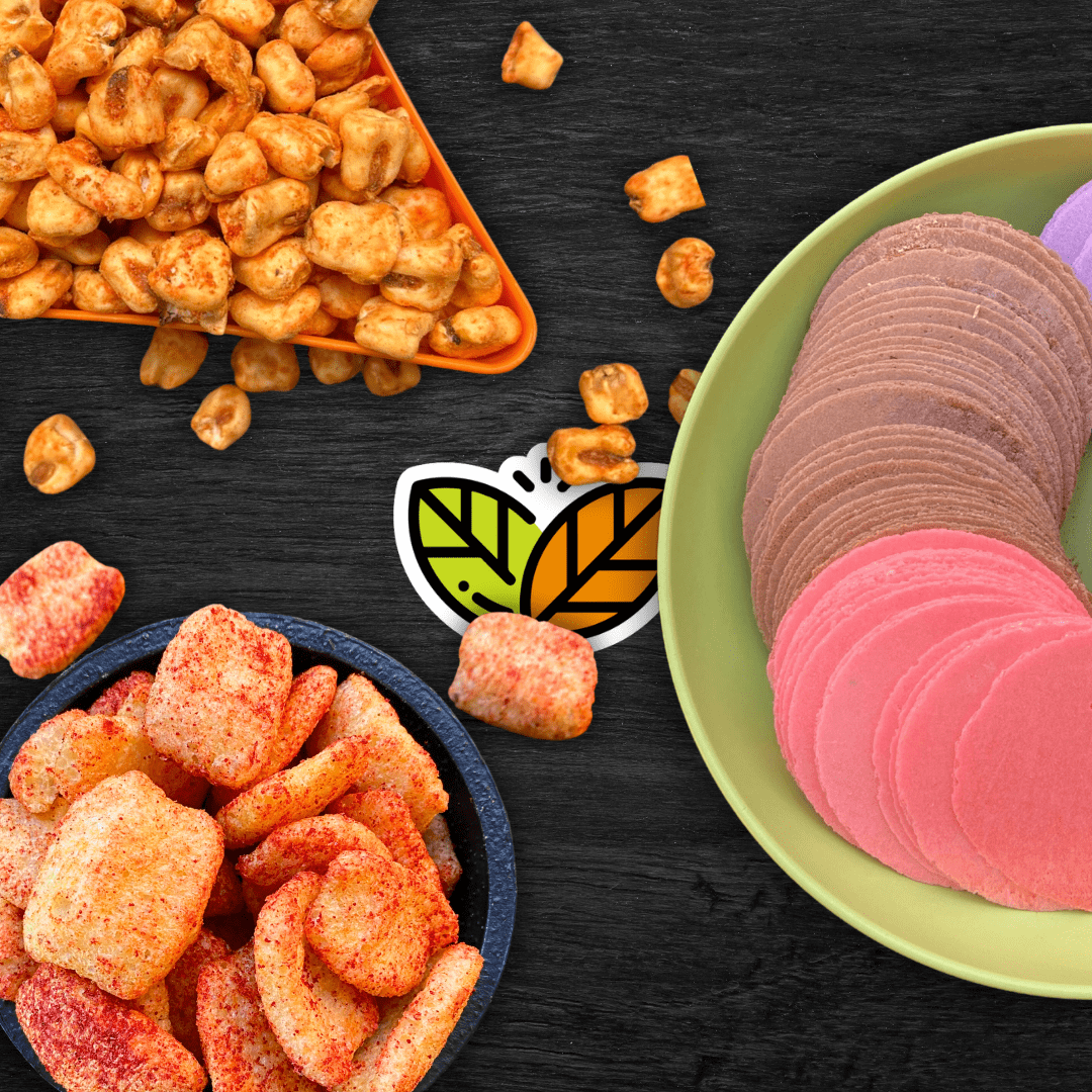 Botanas saludables de Blofis en México: maicitos inflados al vapor en diferentes sabores, obleas de amaranto en varias presentaciones y chicharrón de garbanzo crujiente. Venta de snacks al mayoreo con opción de personalización de etiquetas para tu marca. Proveedor de botanas escolares, cafeterías, gimnasios y tiendas naturistas, con distribución nacional y productos de alta rotación ideales para emprendedores.