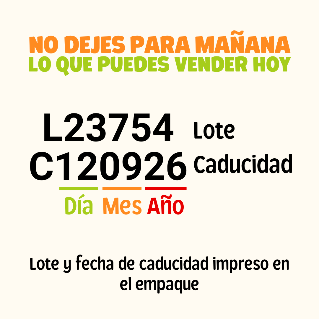 Lote y fecha de caducidad impresos en una bolsa de botanas Blofis, para rotar el inventario con PEPS