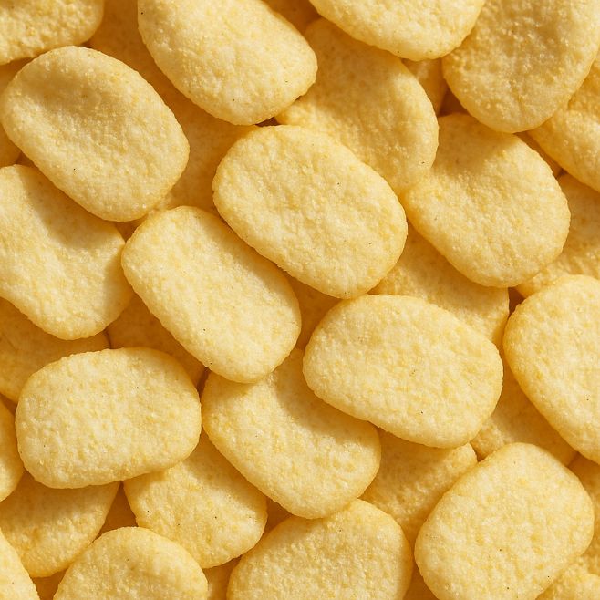 close up en alta definicion de chicharron de garbanzo blofis sabor limon y sal botana saludable para vender