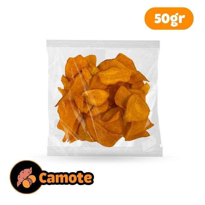 chips de camote deshidratado para vender en bolsitas de 50grs