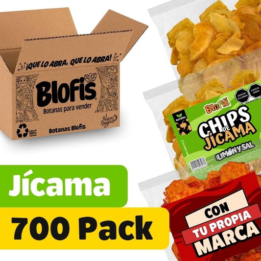 chips de jicama horneadas empacadas en 50 gramos y etiquetadas con tu propio logo