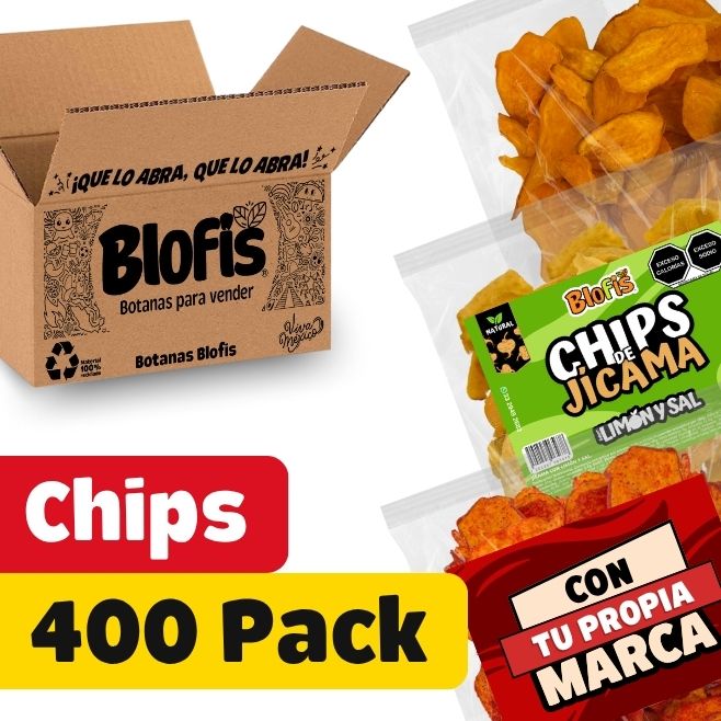 paquete de mayoreo 400 chips de vegetales blofis