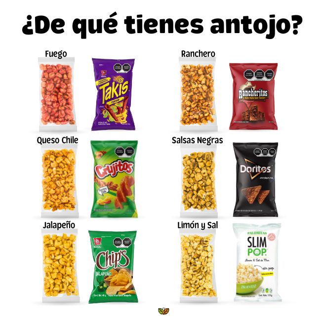 comparacion de sabores de papas tradicionales con sabores maicitos con ingredientes mas naturales y menos calorias