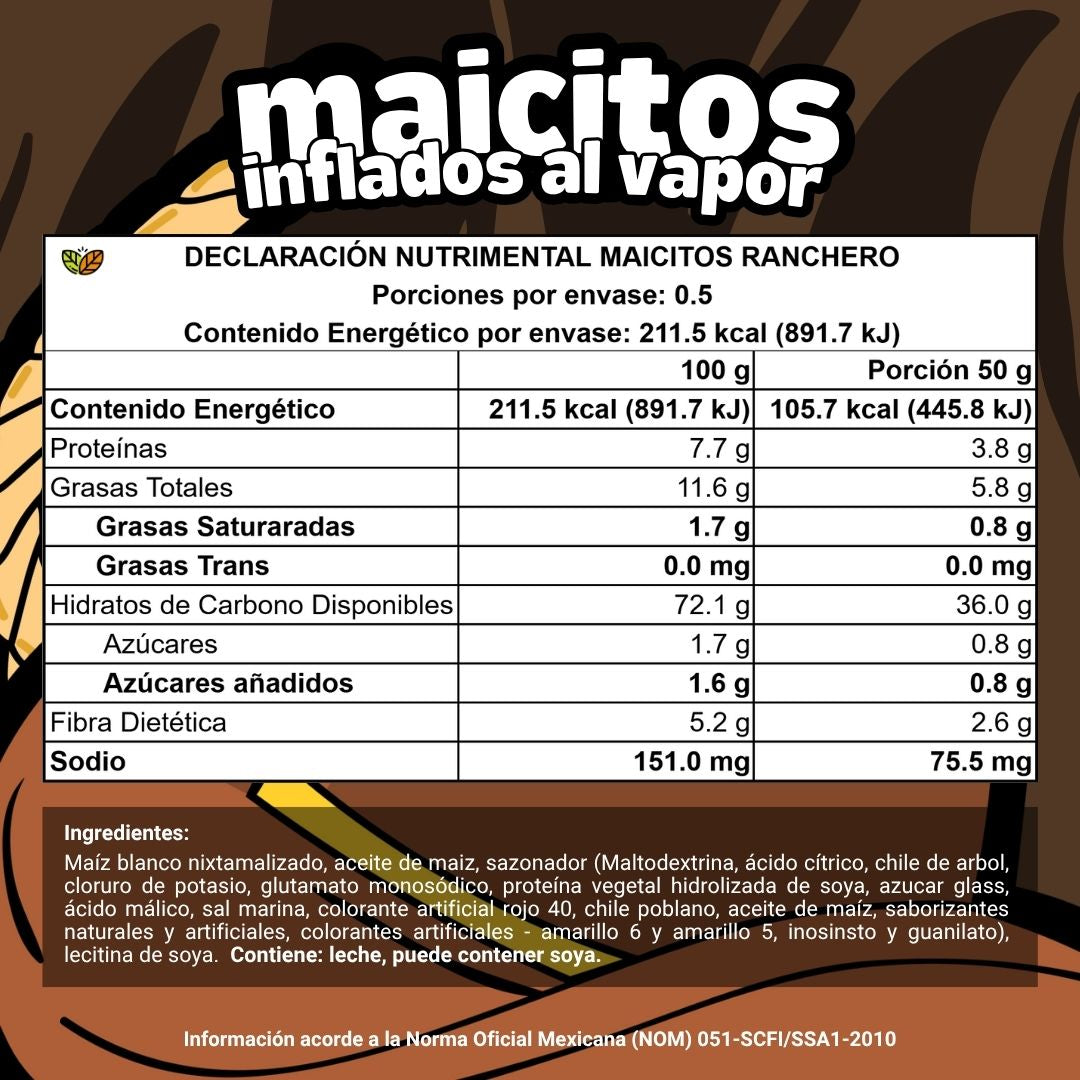 tabla nutricional nutrition faqs maicitos ranchero