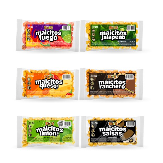 variedad de sabores maicitos blofis