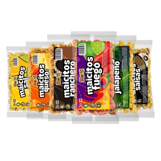 bolsitas de maicitos blofis acomdadas una atrás de otra