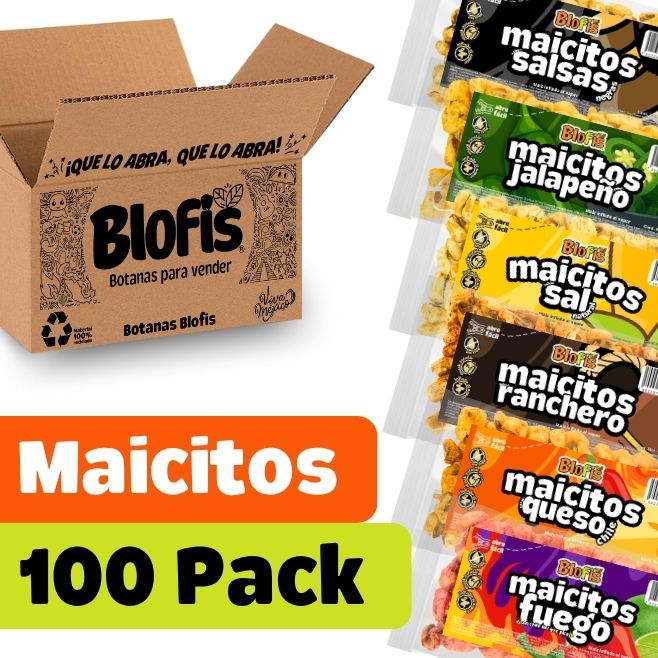 paquete mayoreo 100 piezas de maicitos blofis