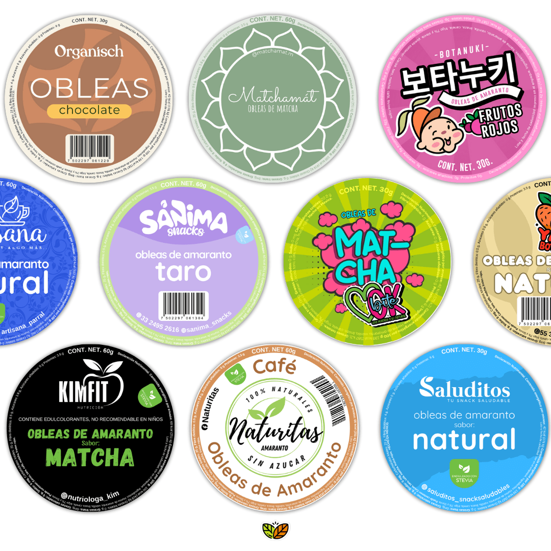 etiquetas obleas de amaranto ejemplos logos obleas de amaranto logo postres etiqueta oblea de amaranto logo snacks blofis