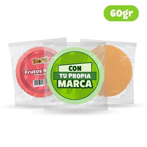 Bolsas de obleas de amaranto Blofis de 60 g en sus formatos Sin Etiqueta, Distribución Blofis y con tu marca