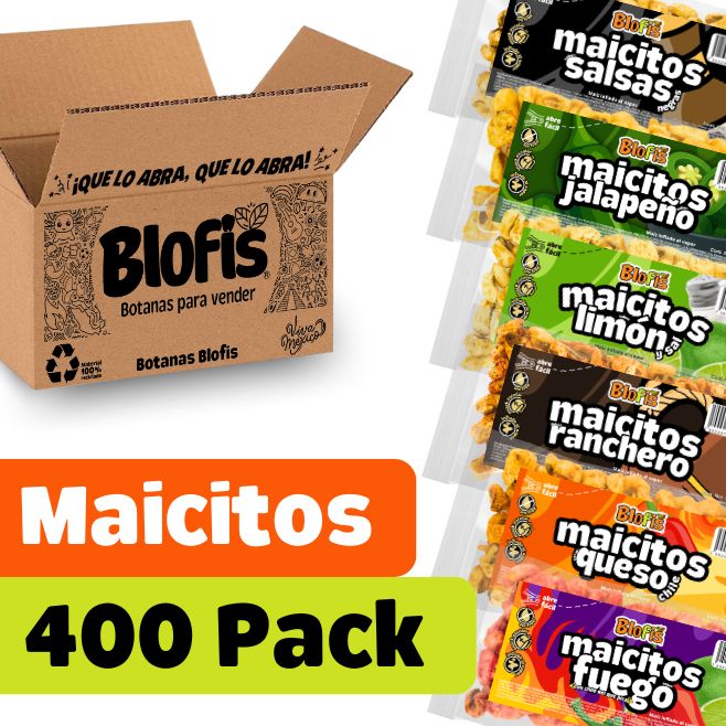 caja de 400 maicitos precio de mayoreo para vender snacks saludables de maiz