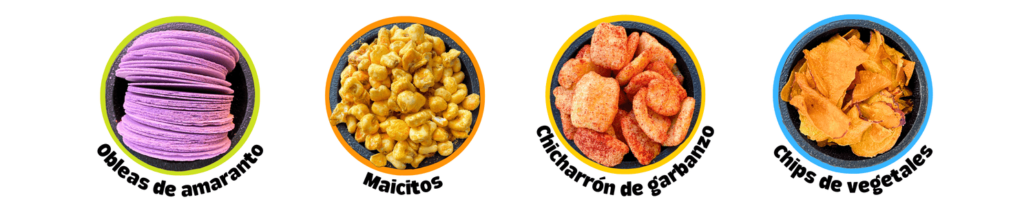 maicitos obleas de amaranto chicharron de garbanzo chips de vegetales
