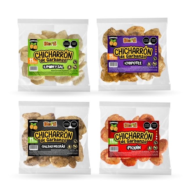 sabores del chicharron de garbanzo blofis limon chipotle salsas negras y piquin