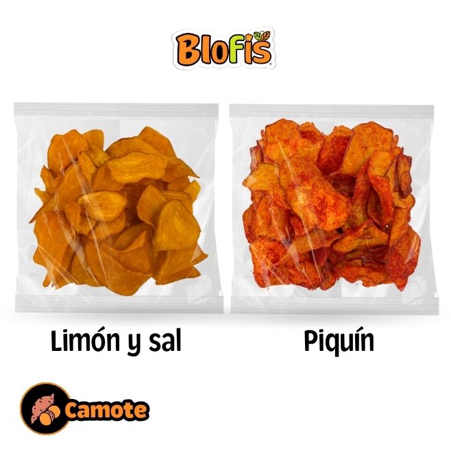 sabores chips de camote limon y sal y piquin botanas saludables blofis