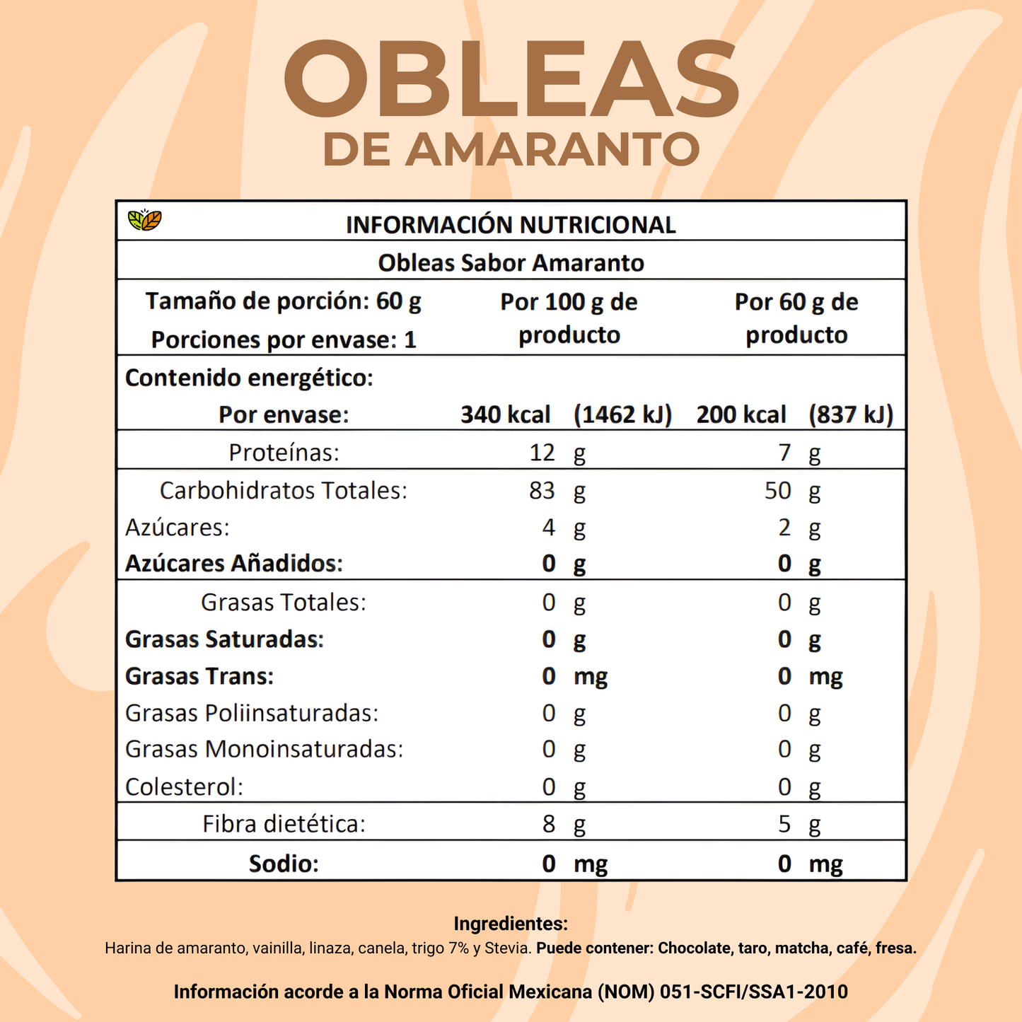 Obleas de Amaranto 60gr Paquetes Mayoreo  - Snacks para Vender