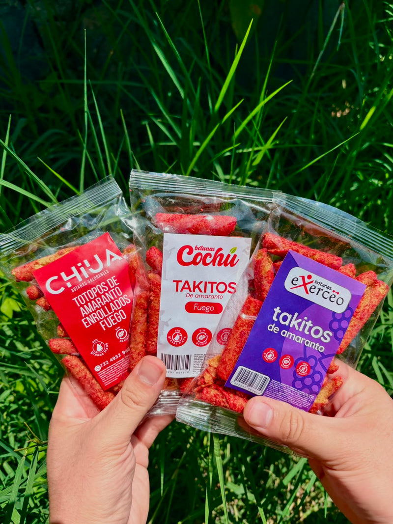 Bolsas de takitos de amaranto con etiquetas de marcas de clientes, formato Personalizado